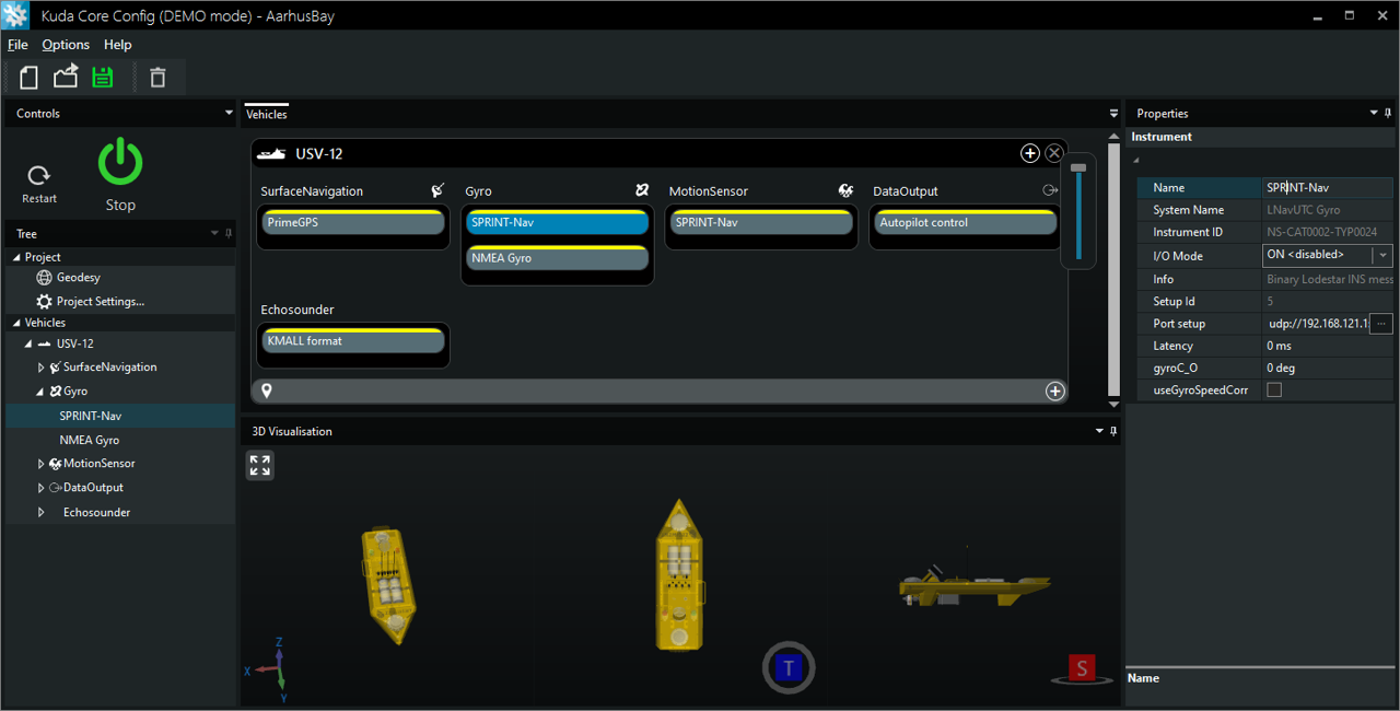 Kuda core configuration sensor setup navigation survey